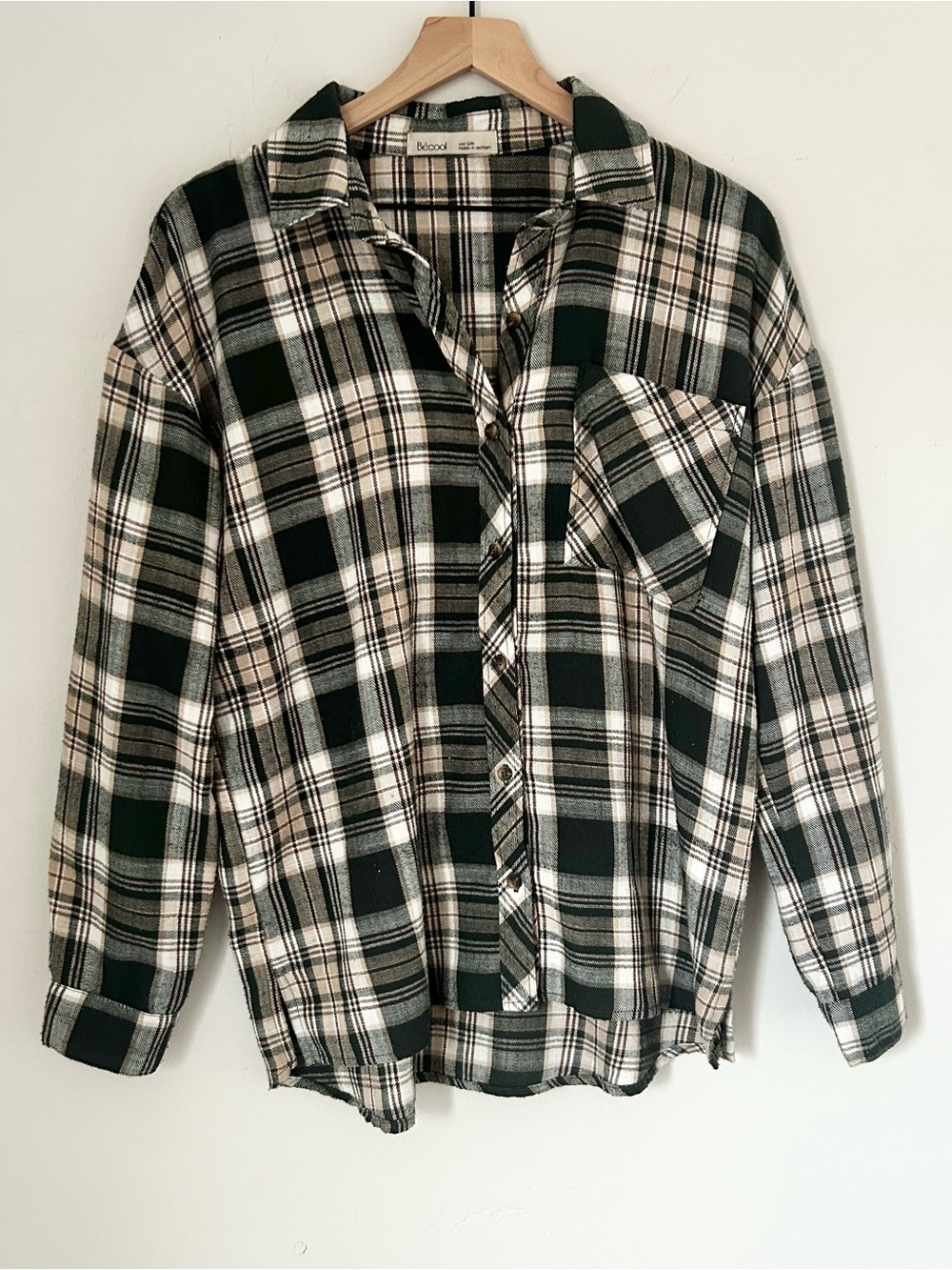 Women’s Green & Brown Plaid Flannel Button Up Shirt